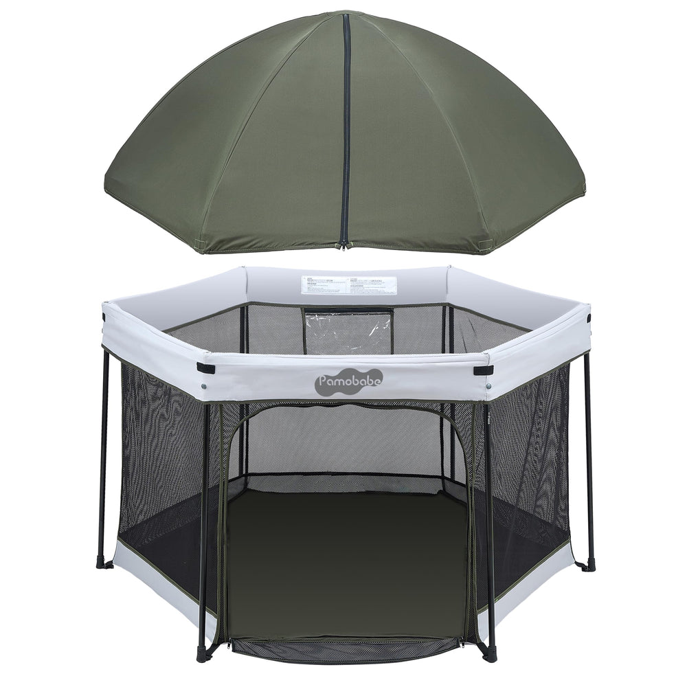 Pamo Babe playpen setup shows quick assembly for indoor play sessions.