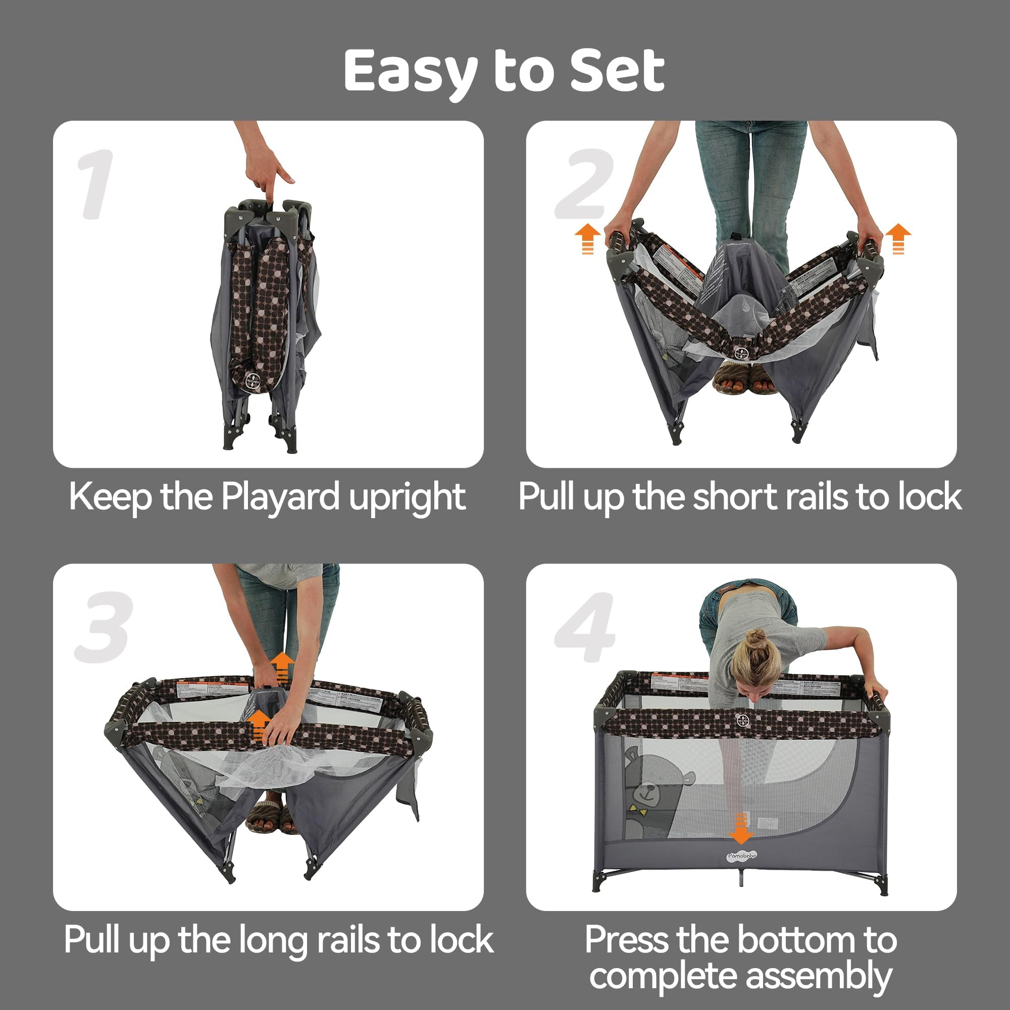 Pamo Babe portable-crib-playpen-grey-carry-bag simplifies travel storage