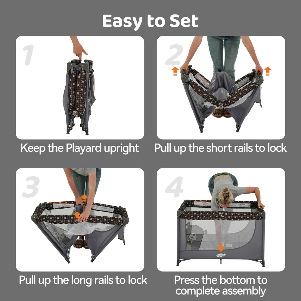 Pamo Babe portable-crib-playpen-grey-carry-bag simplifies travel storage