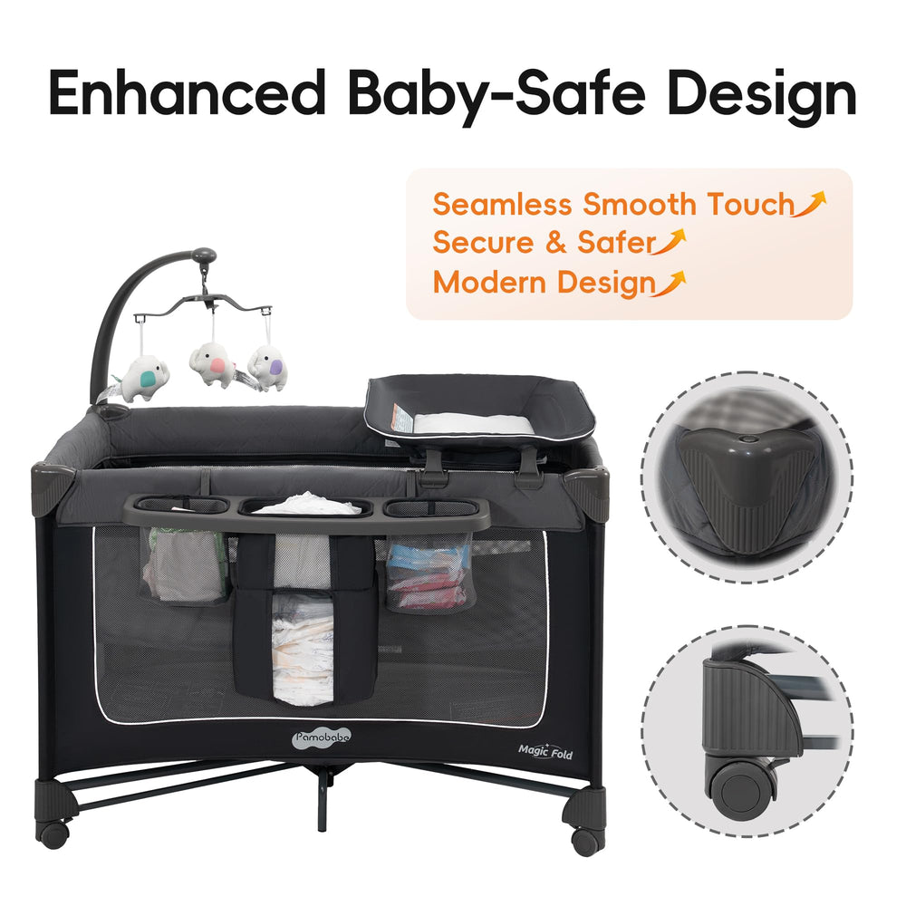 Pamo Babe Portable Crib Setup Pack fits home and travel.
