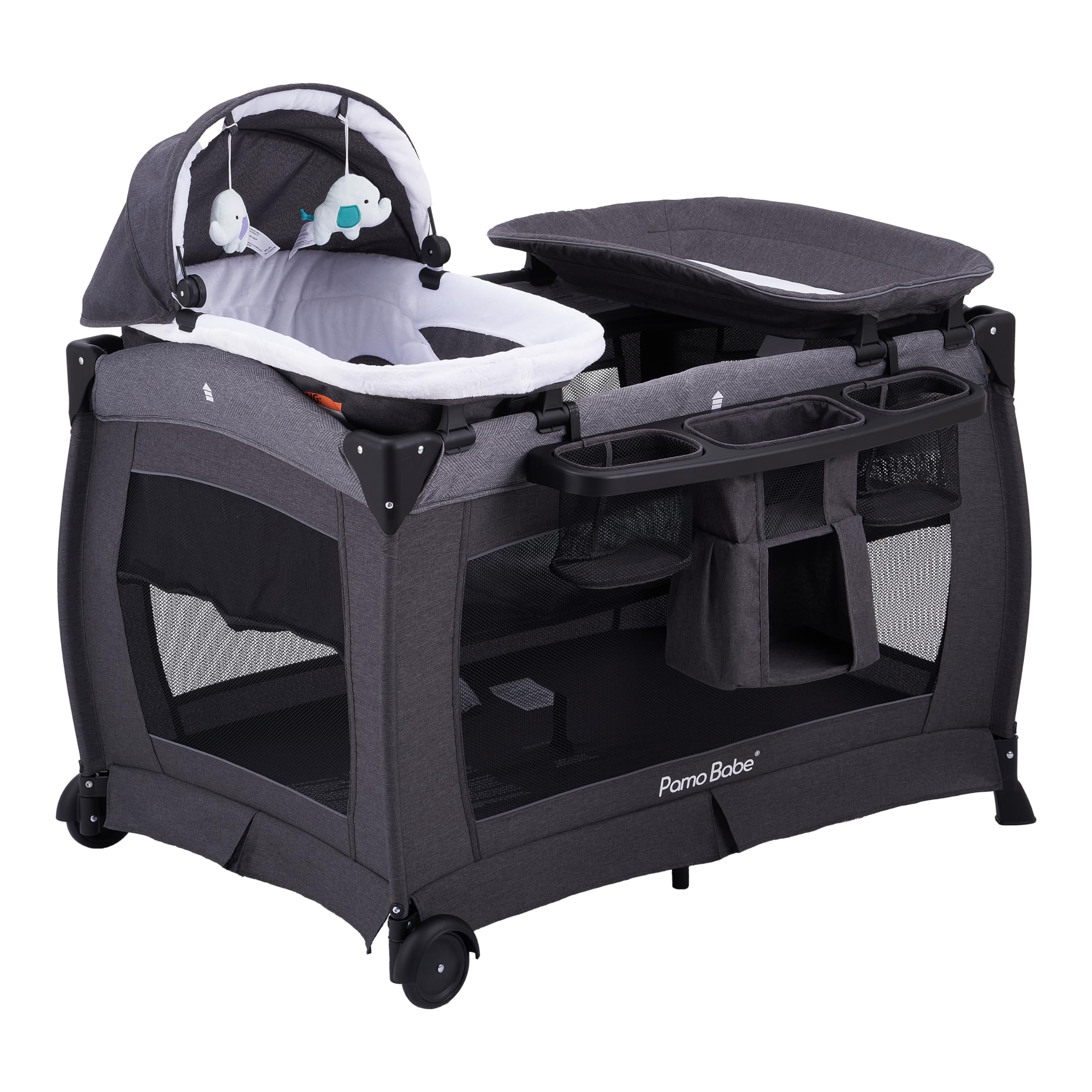 Pamo Babe portable playpen assembly demonstrates quick setup for on-the-go families.