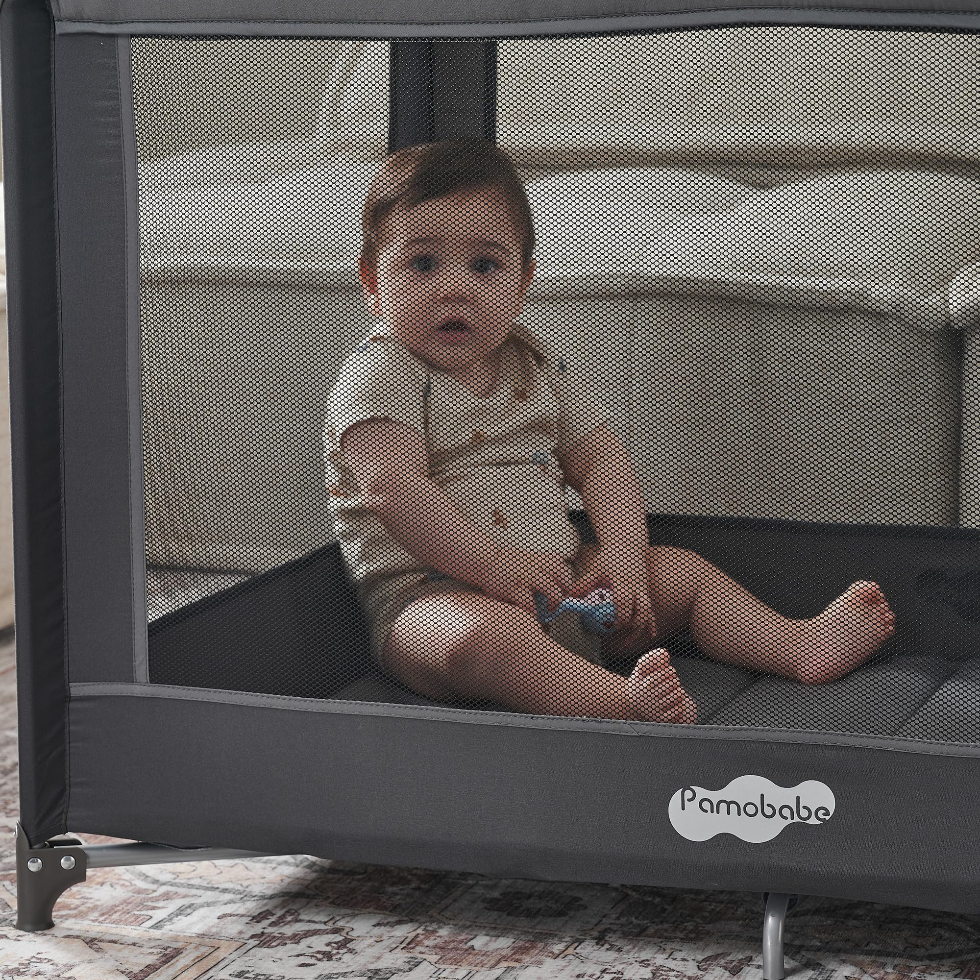 Pamo Babe portable playpen bassinet attachment for quick use