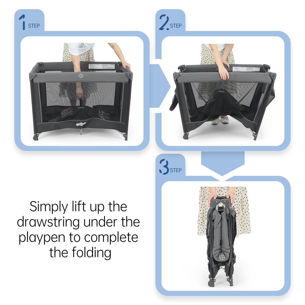 Pamo Babe care and cleaning guidance keeps playpen tidy