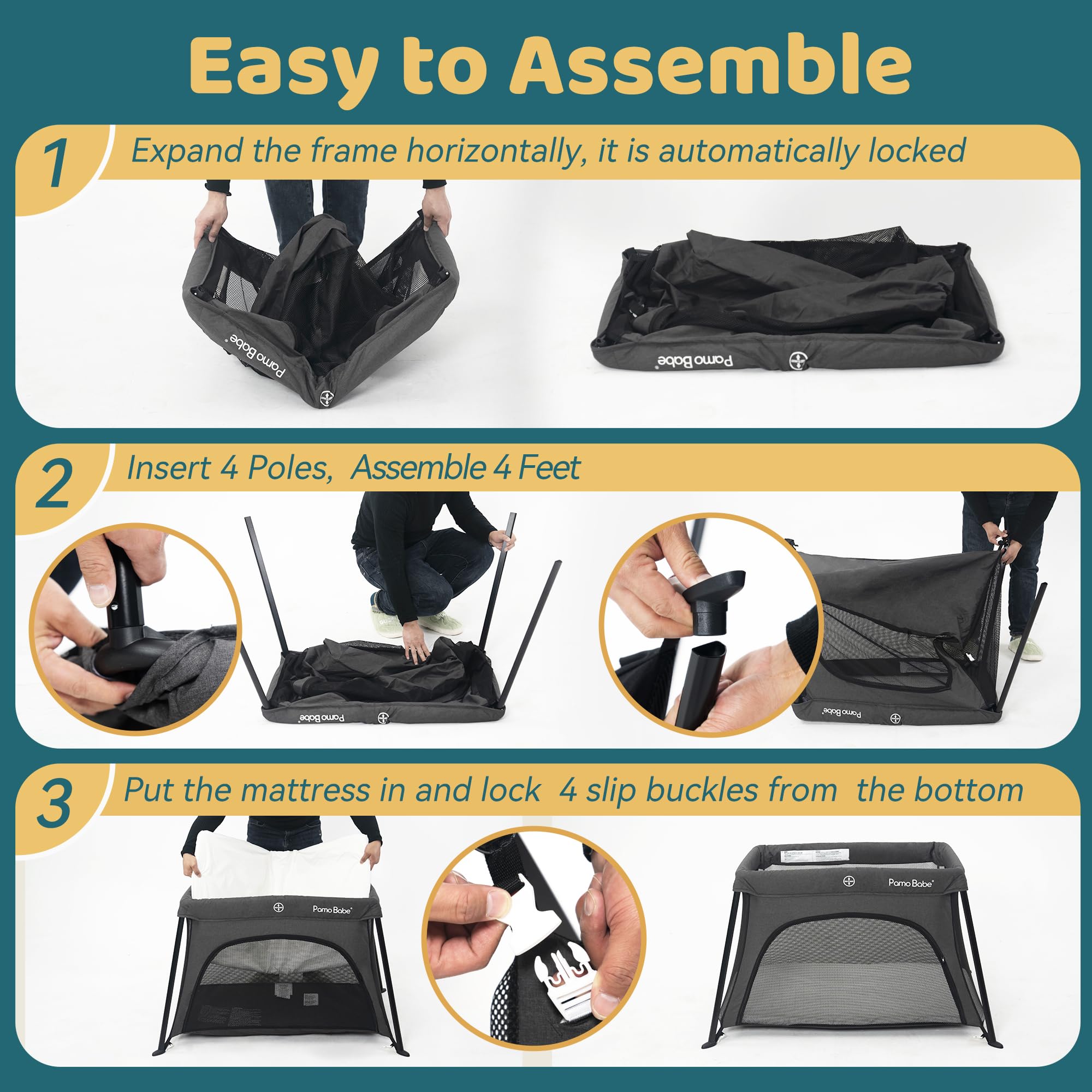 Pamo Babe travel crib carry bag emphasizing portability