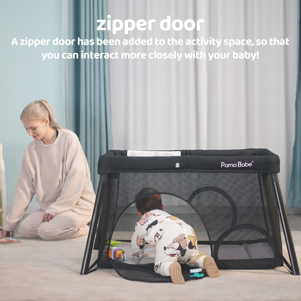 Pamo Babe travel crib lightweight design ideal for car, train, or plane travel.