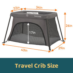Pamo Babe travel crib side-zipper door for easy baby access