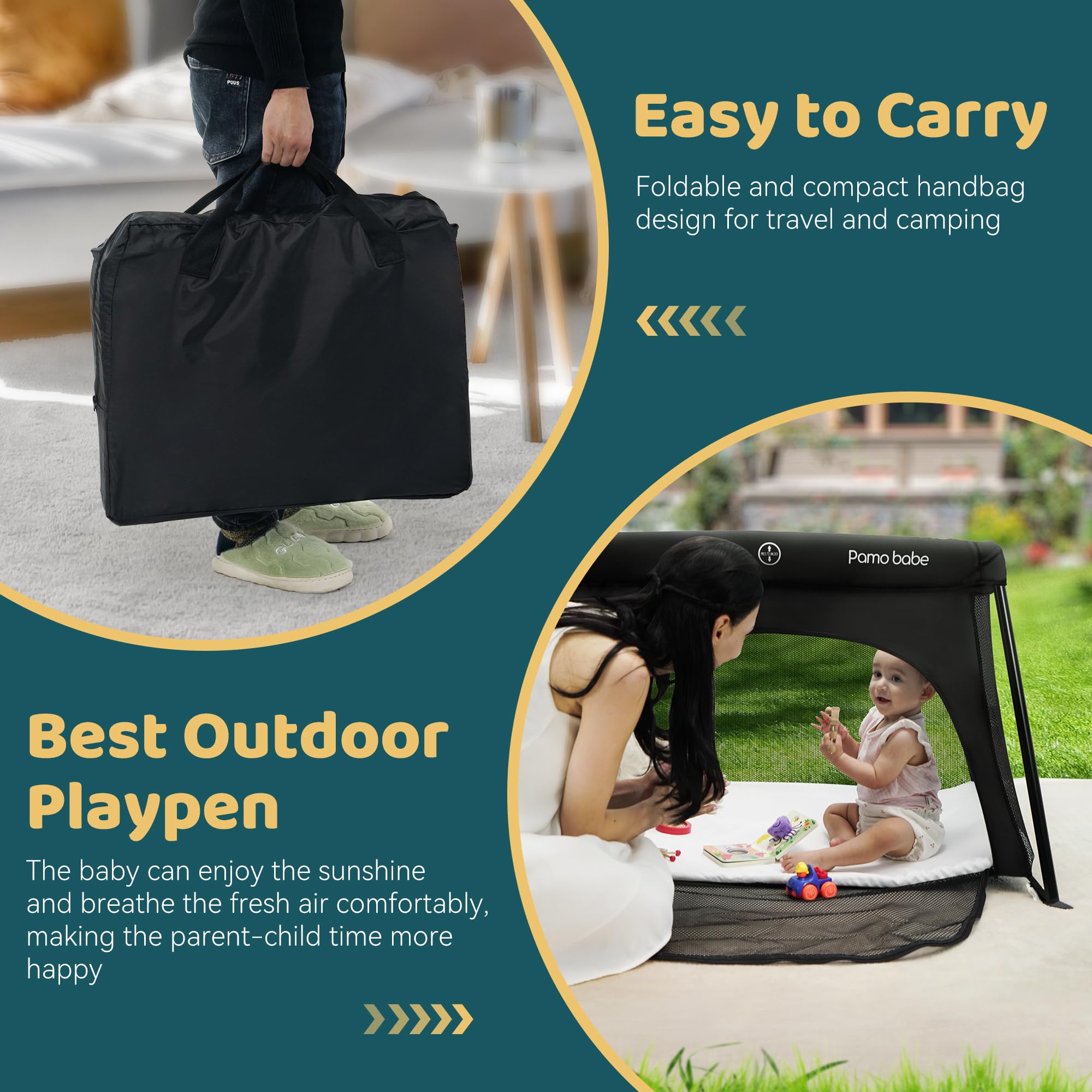 Pamo Babe travel crib removable mattress pad for simple cleaning
