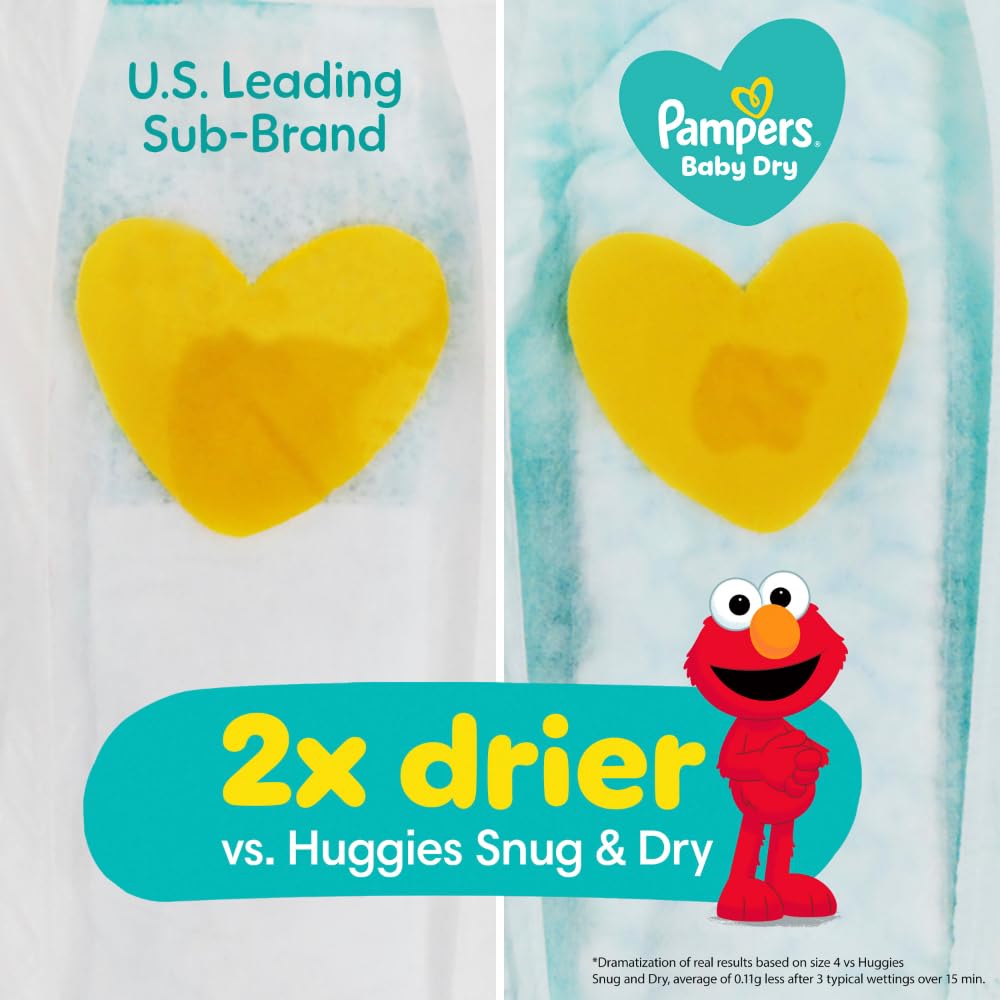 Pampers Baby-Dry Dual Leaks Guard barriers help minimize nighttime leaks.