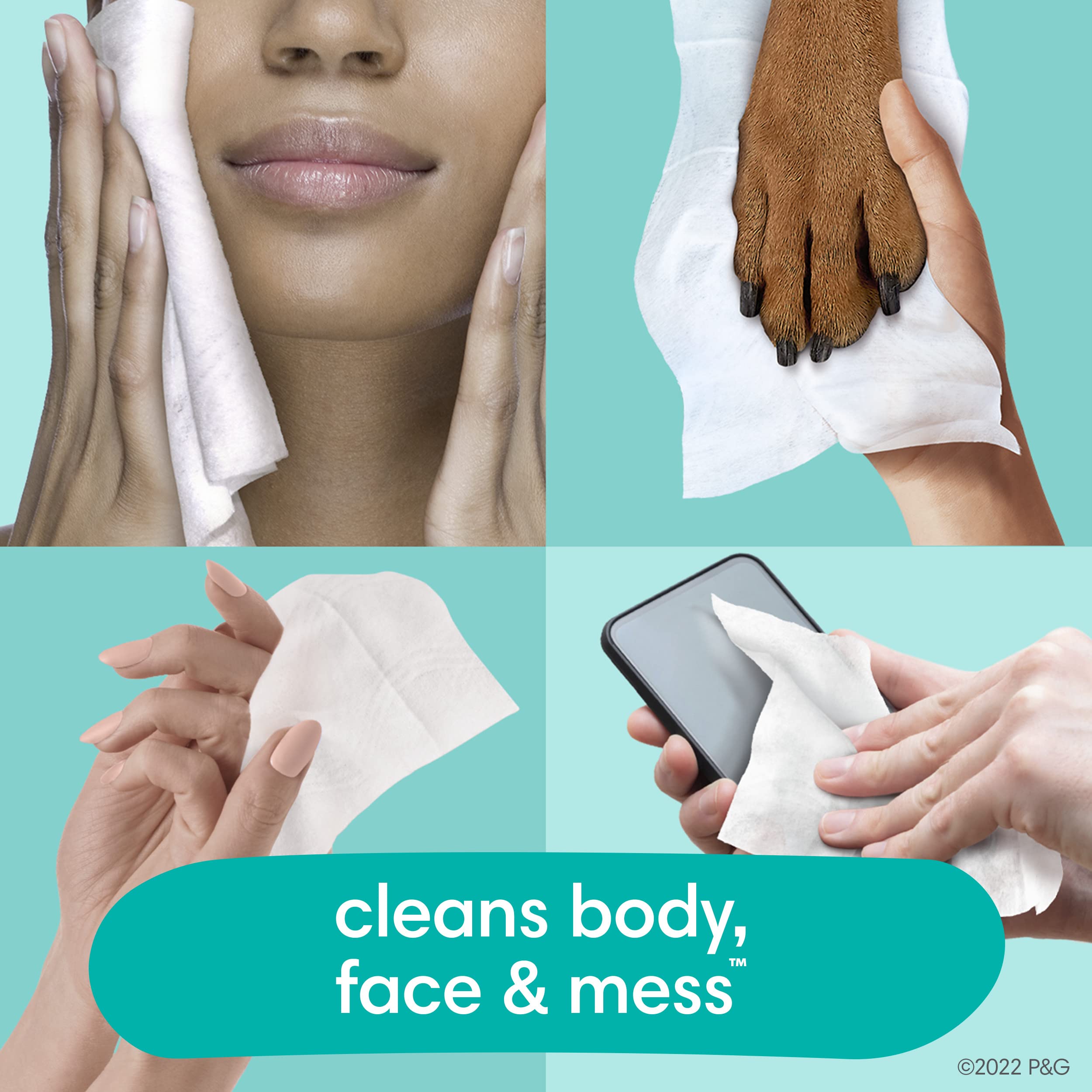 Pampers Ultra-Soft Wipes close-up, gentle texture for delicate faces and tough messes.