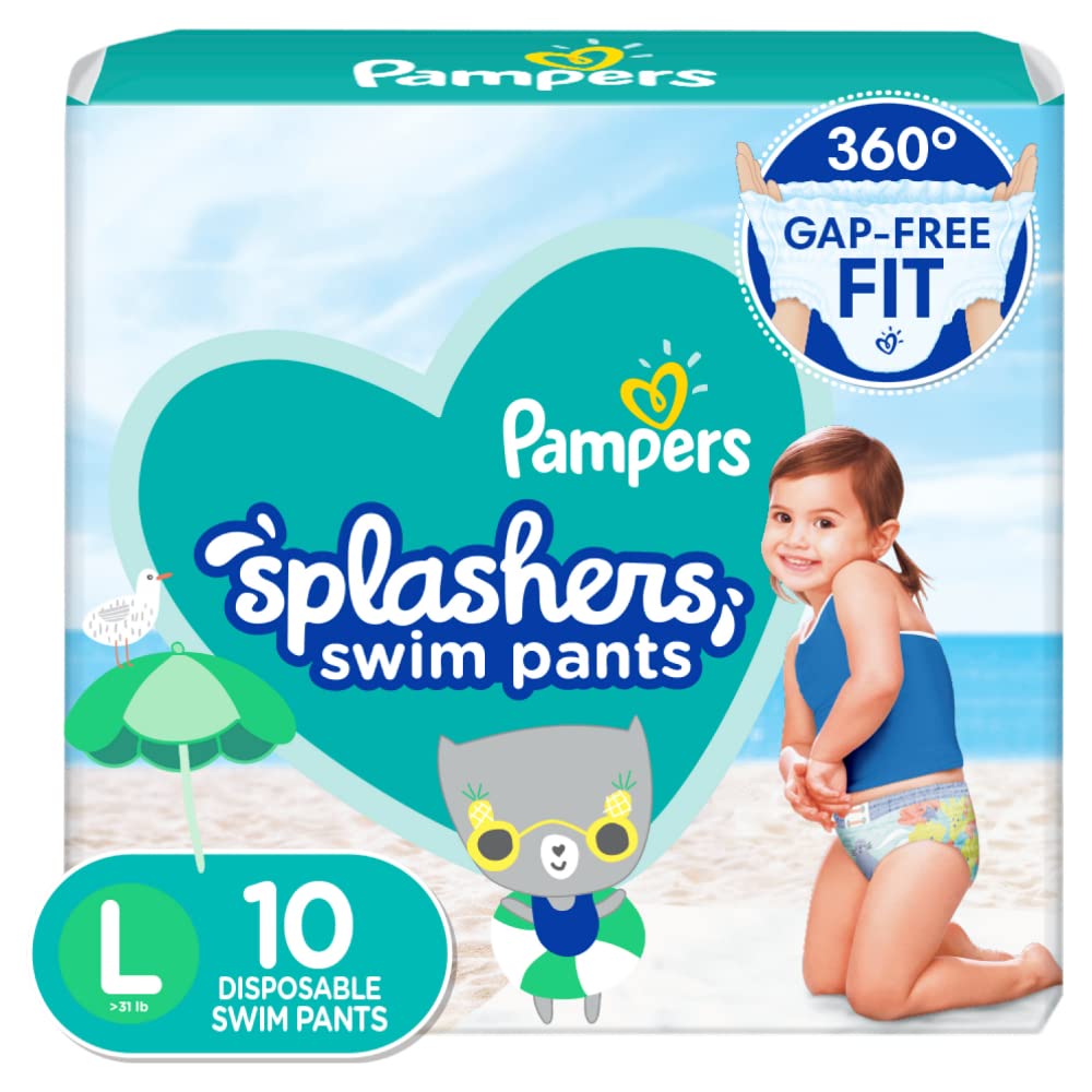 Pampers Splashers large swim diaper 10ct pack ready for pool time.
