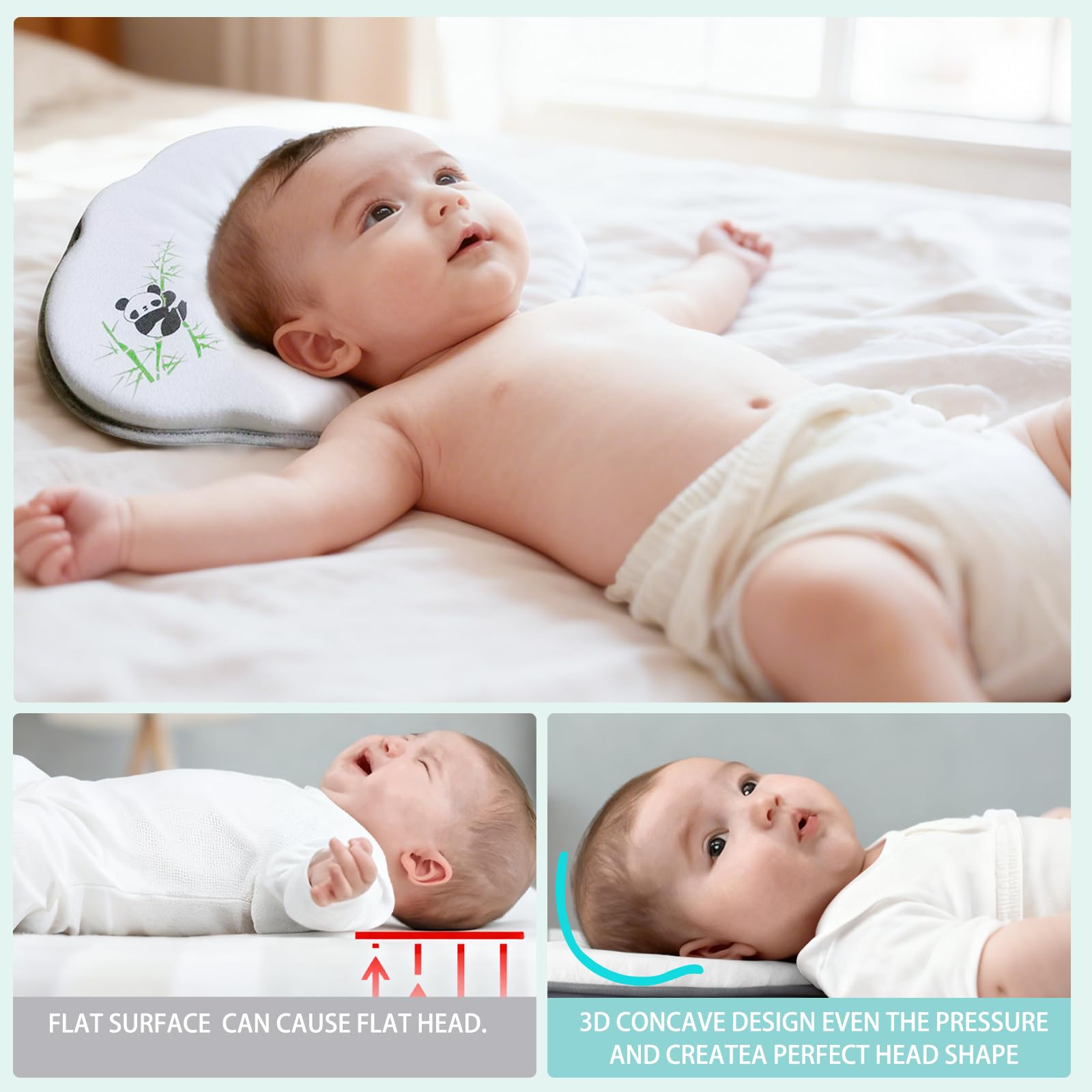 Panda Baby Pillow in stroller insert for on-the-go naps