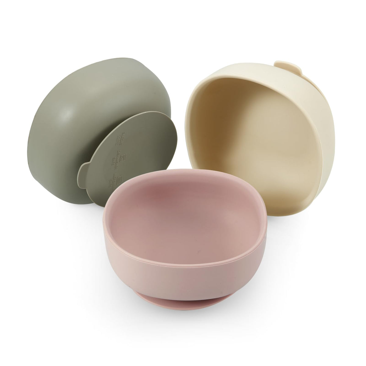 PandaEar 3-pack silicone suction bowls with anti-slip bases for mess-free meals.