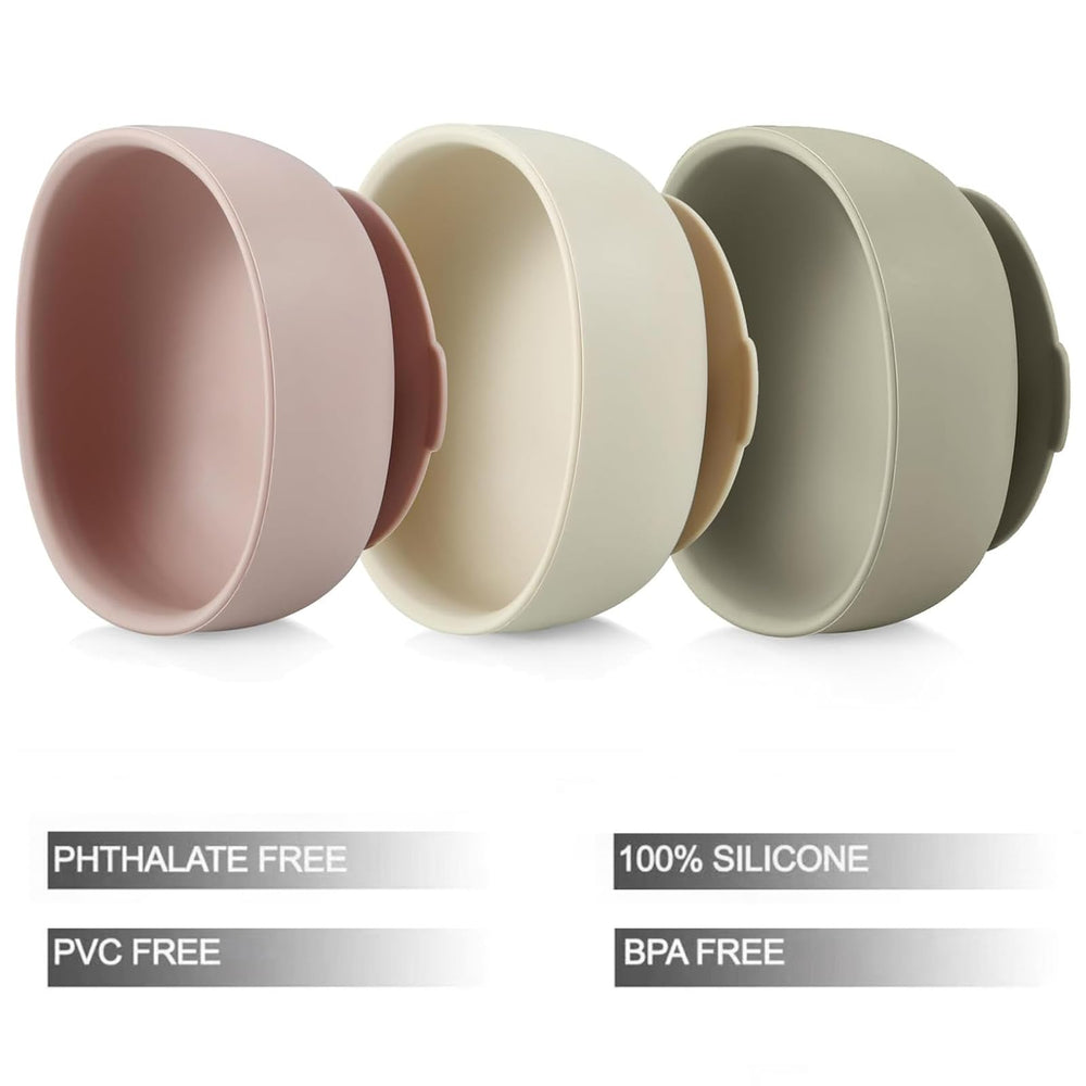 PandaEar silicone suction bowl on flat surface shows secure grip during feeding.