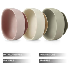 PandaEar silicone suction bowl on flat surface shows secure grip during feeding.