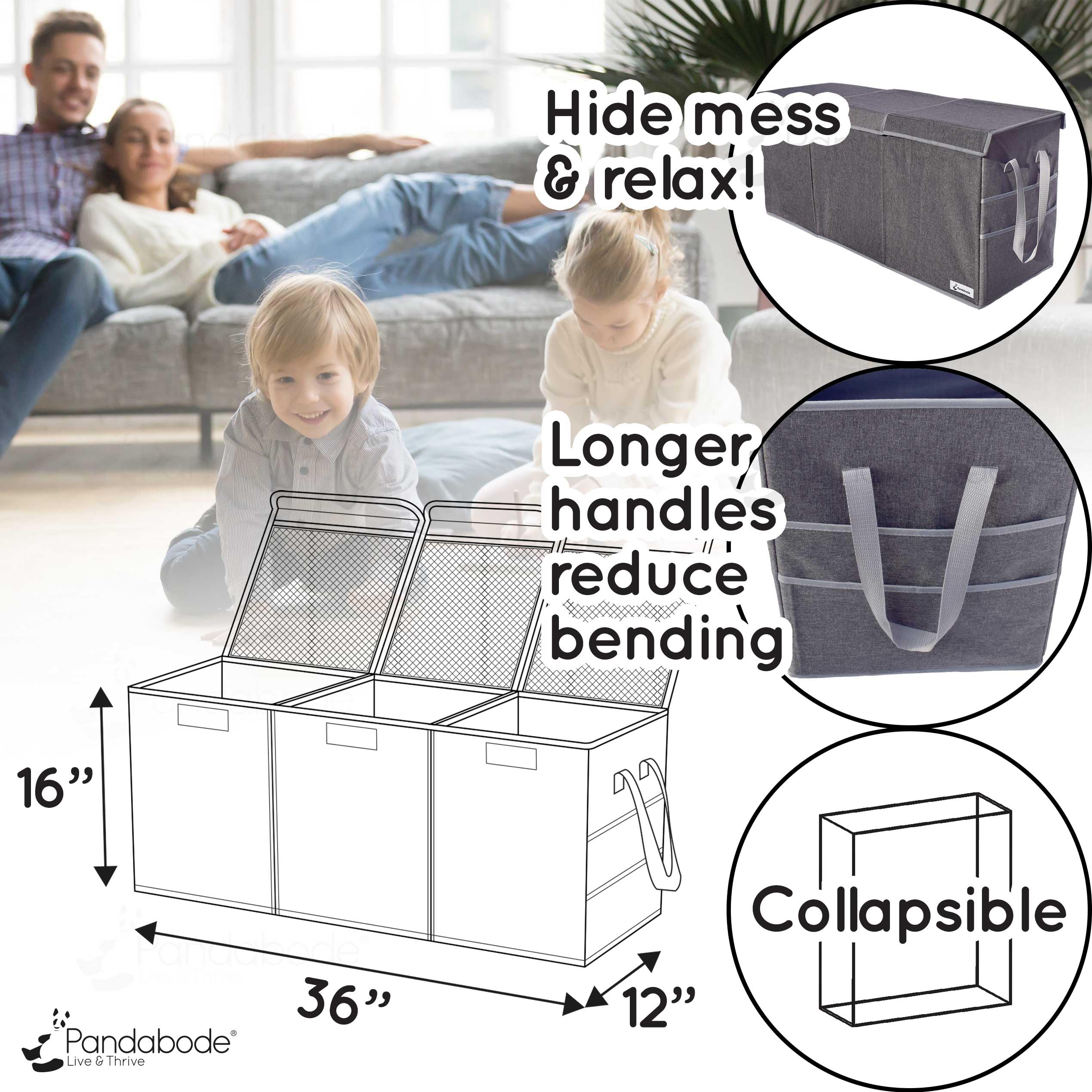 Pandabode gray toy box in living room ready for calm play areas