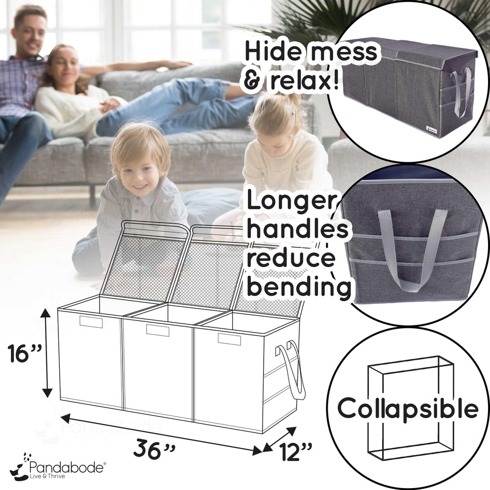Pandabode gray toy box in living room ready for calm play areas