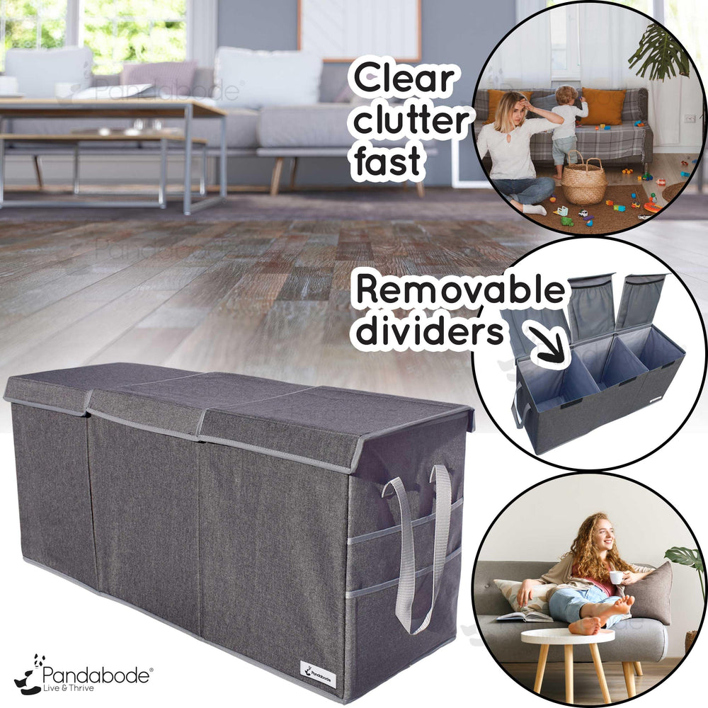 Pandabode collapsible toy box folded flat for compact storage