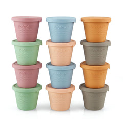 PandaEar 12-pack silicone baby food containers for convenient on-the-go storage