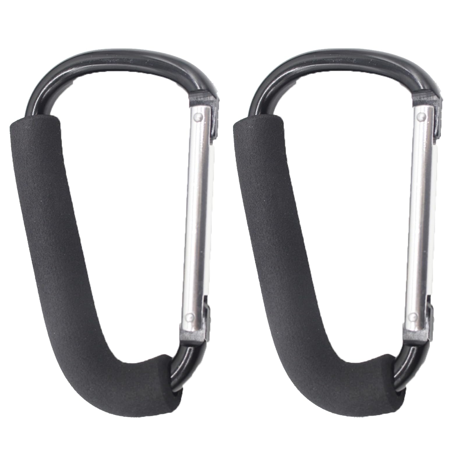 PandaEar 2Pack Stroller Hooks fullset demonstrating hands-free bag carrying.