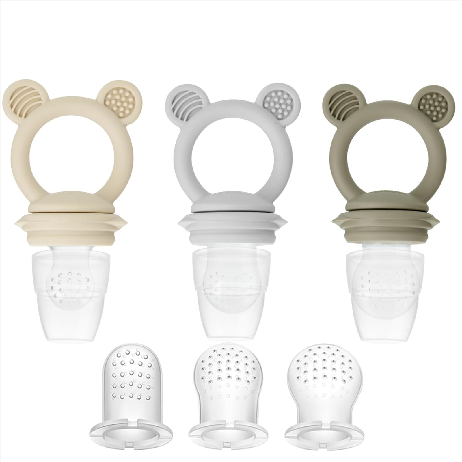 PandaEar 3-pack baby fruit feeder setup for mess-free feeding and variety.