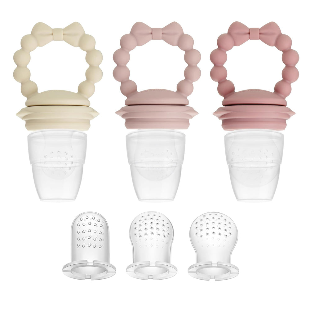 PandaEar 3-pack feeder with varied silicone pouches for gentle solid feeding.