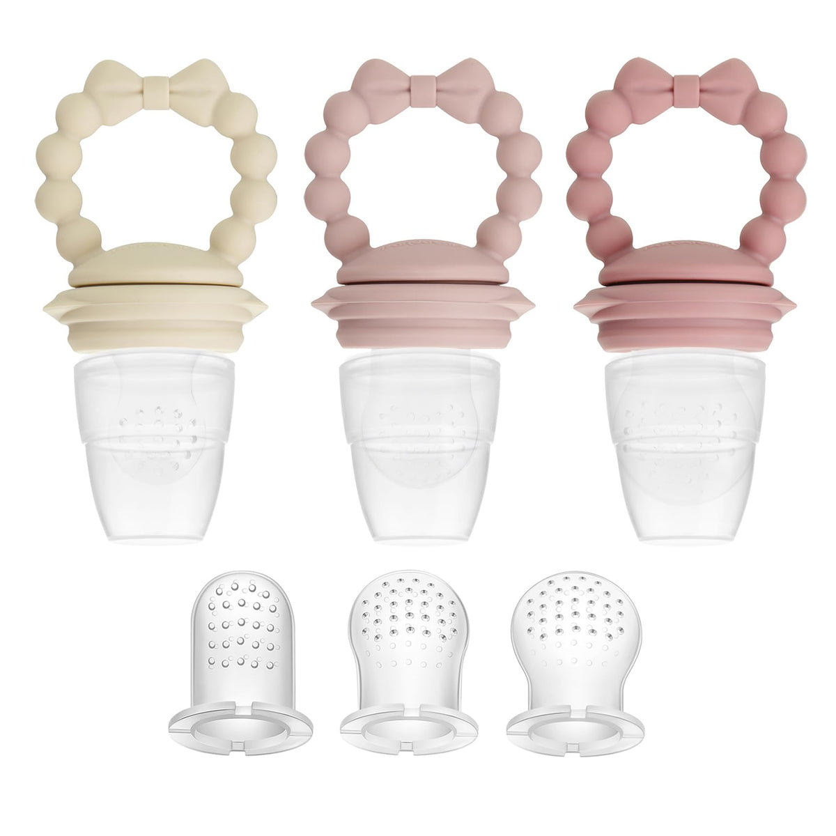 PandaEar 3-pack feeder with varied silicone pouches for gentle solid feeding.