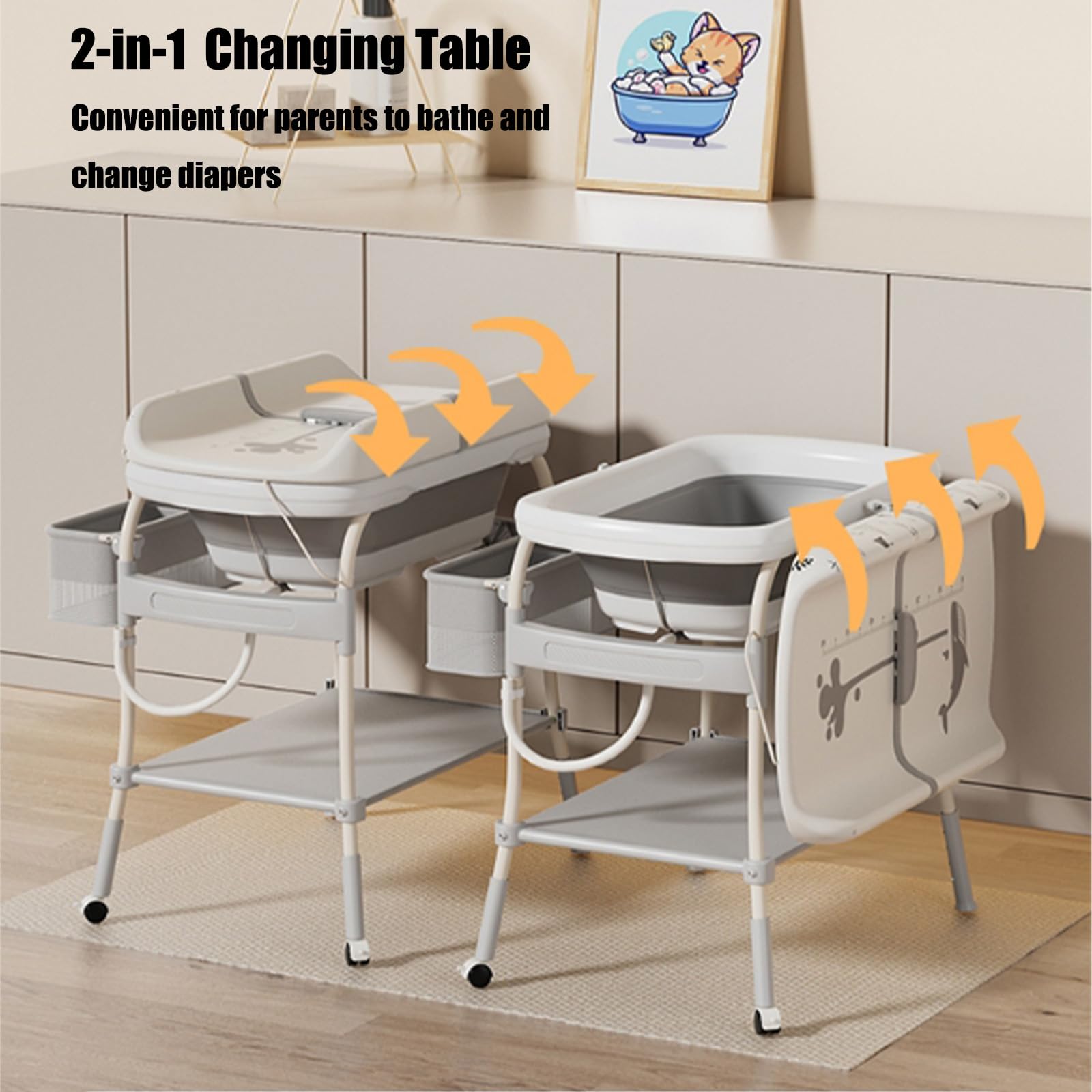 PandaEar 360-degree wheels enable smooth movement around the nursery.