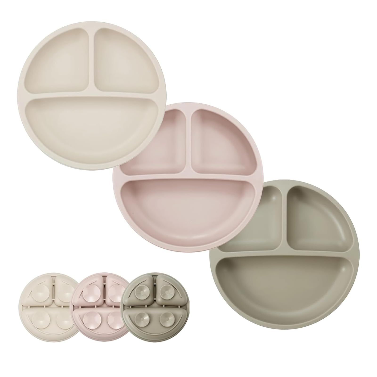 PandaEar 3-pack toddler plates stacked for space-saving storage and quick meal prep