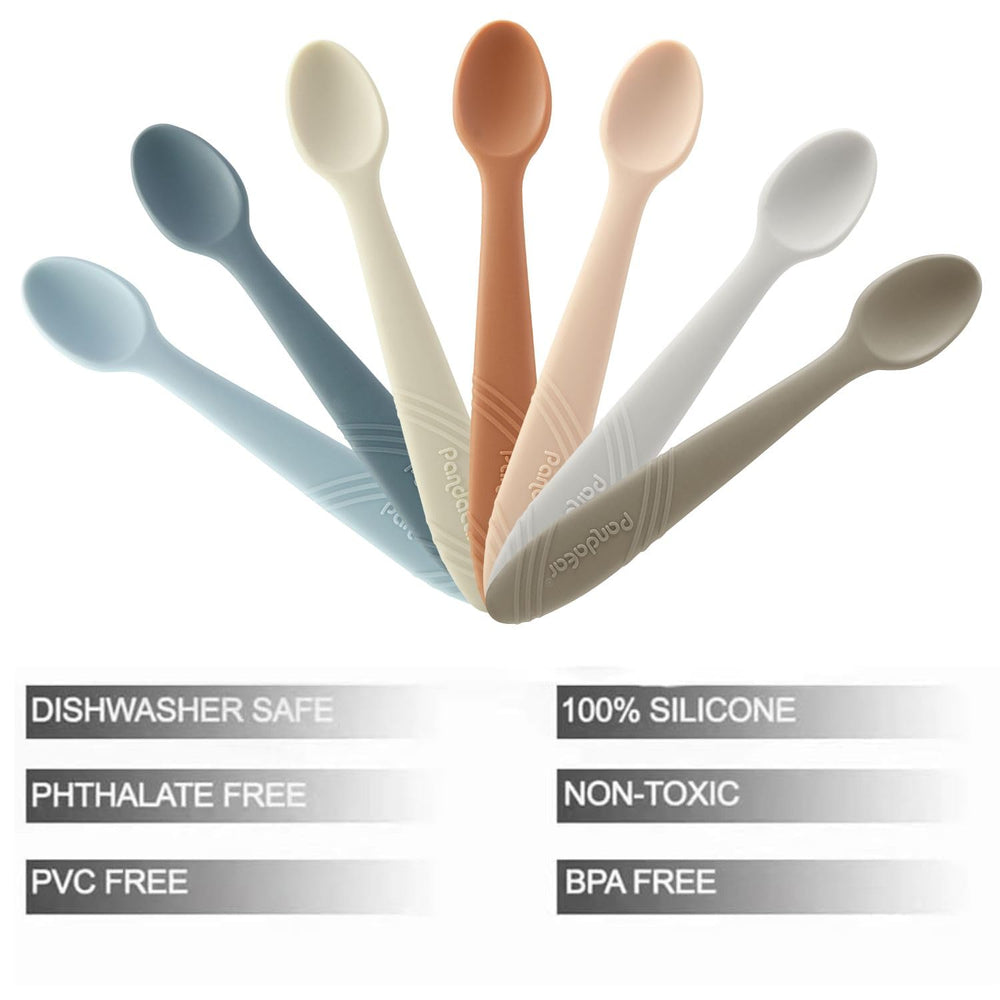 PandaEar 7Pack durable silicone spoons resist cracking for busy parents