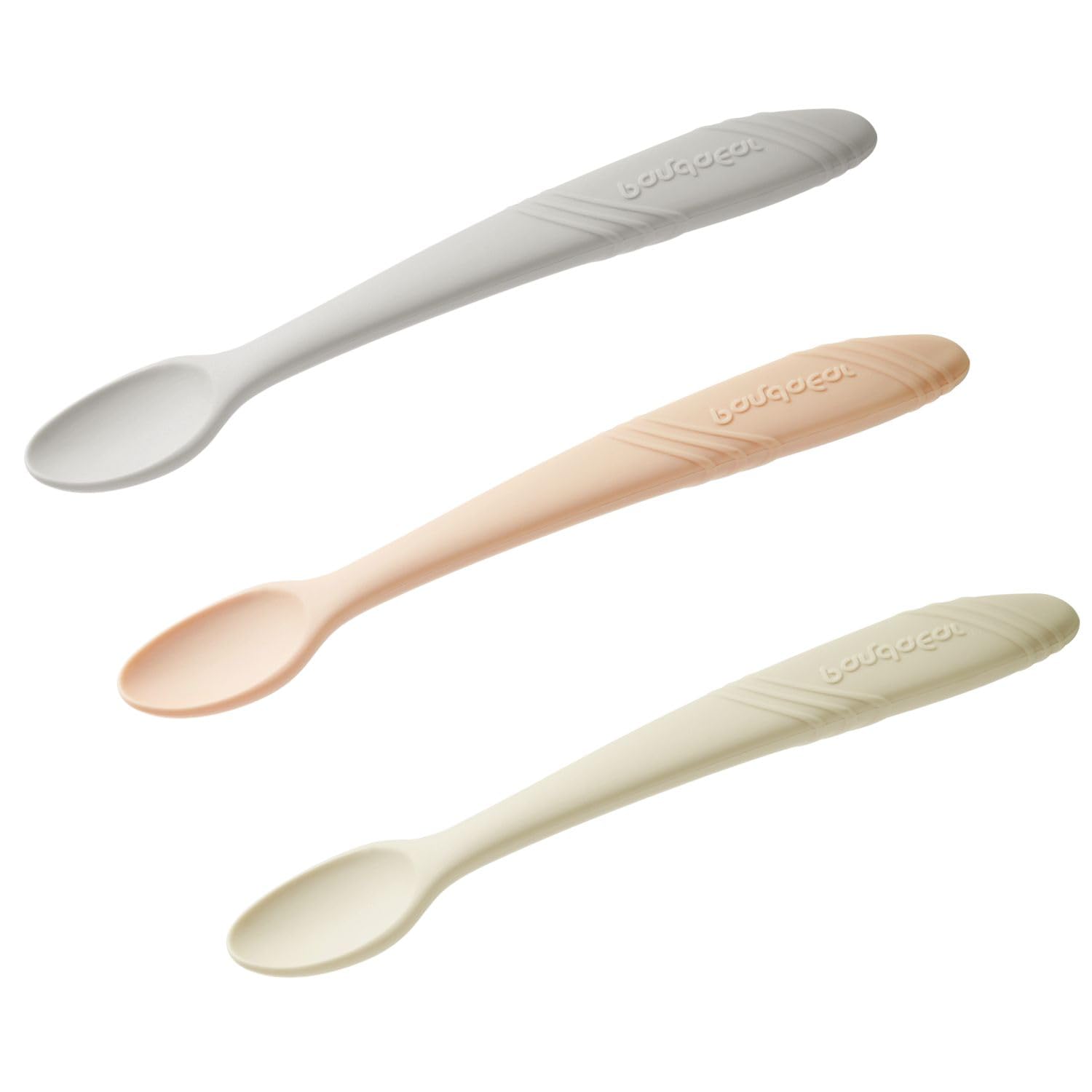 PandaEar 7Pack spoons held for infant feeding, showcasing easy-grip design for comfortable self-feeding