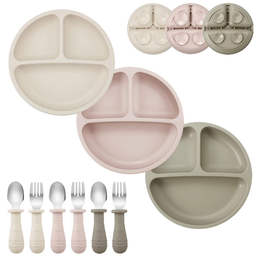 PandaEar 9-piece toddler plates and utensils set for mess-free meals