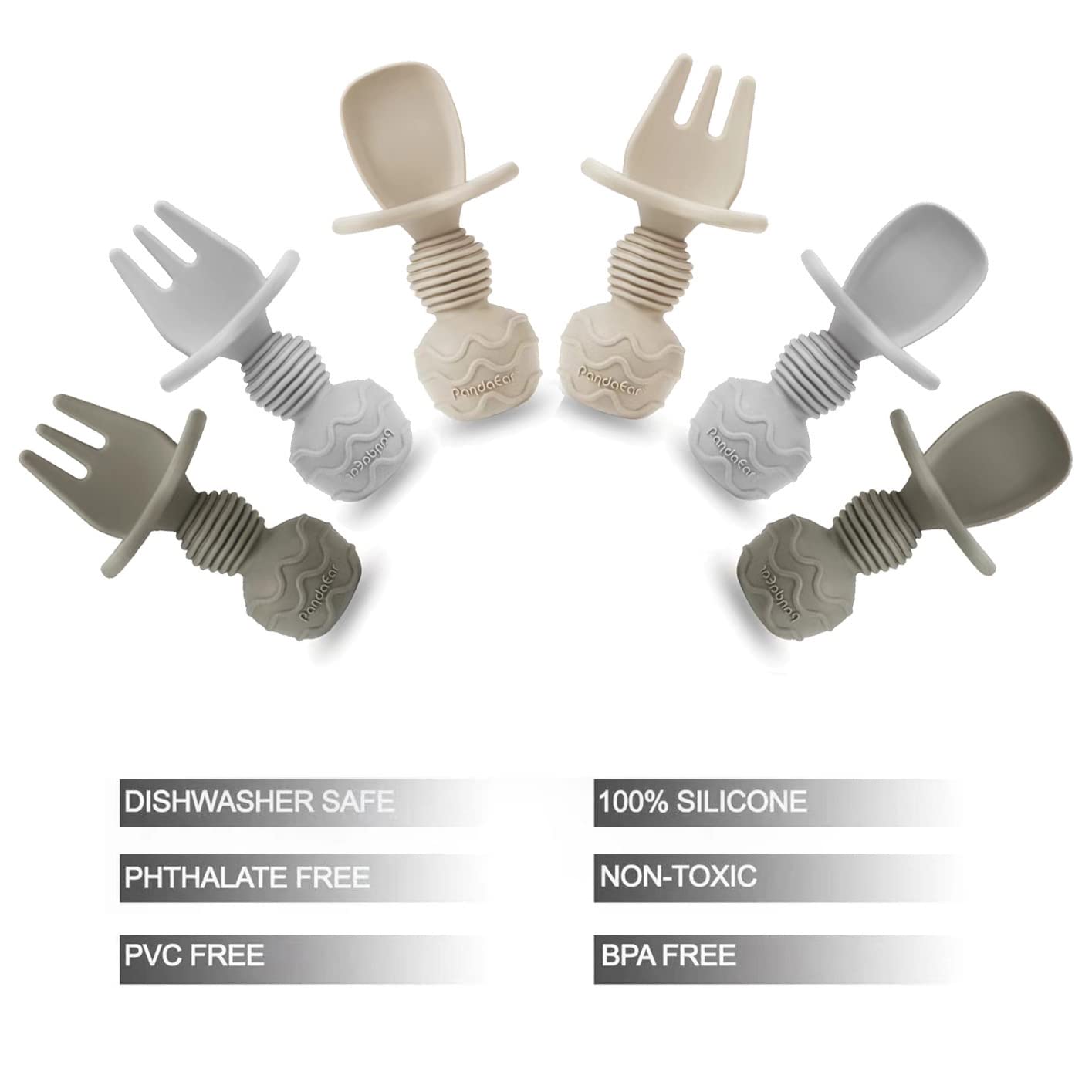Anti-choke barrier feature shown on PandaEar feeding utensils.