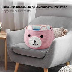 PandaEar baby basket compact-size 8-5x10-5 inches simplifies small-space storage in pink.