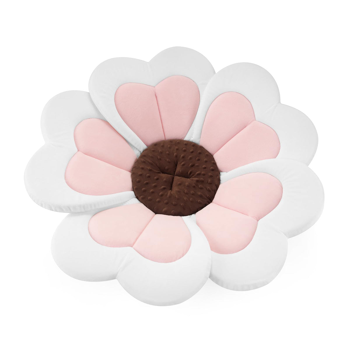 PandaEar baby bath pad pink heart close-up shows plush petals for gentle support