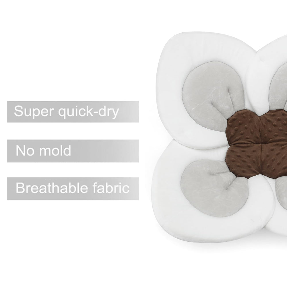 PandaEar baby bath pad soft petals closeup highlights plush newborn support.
