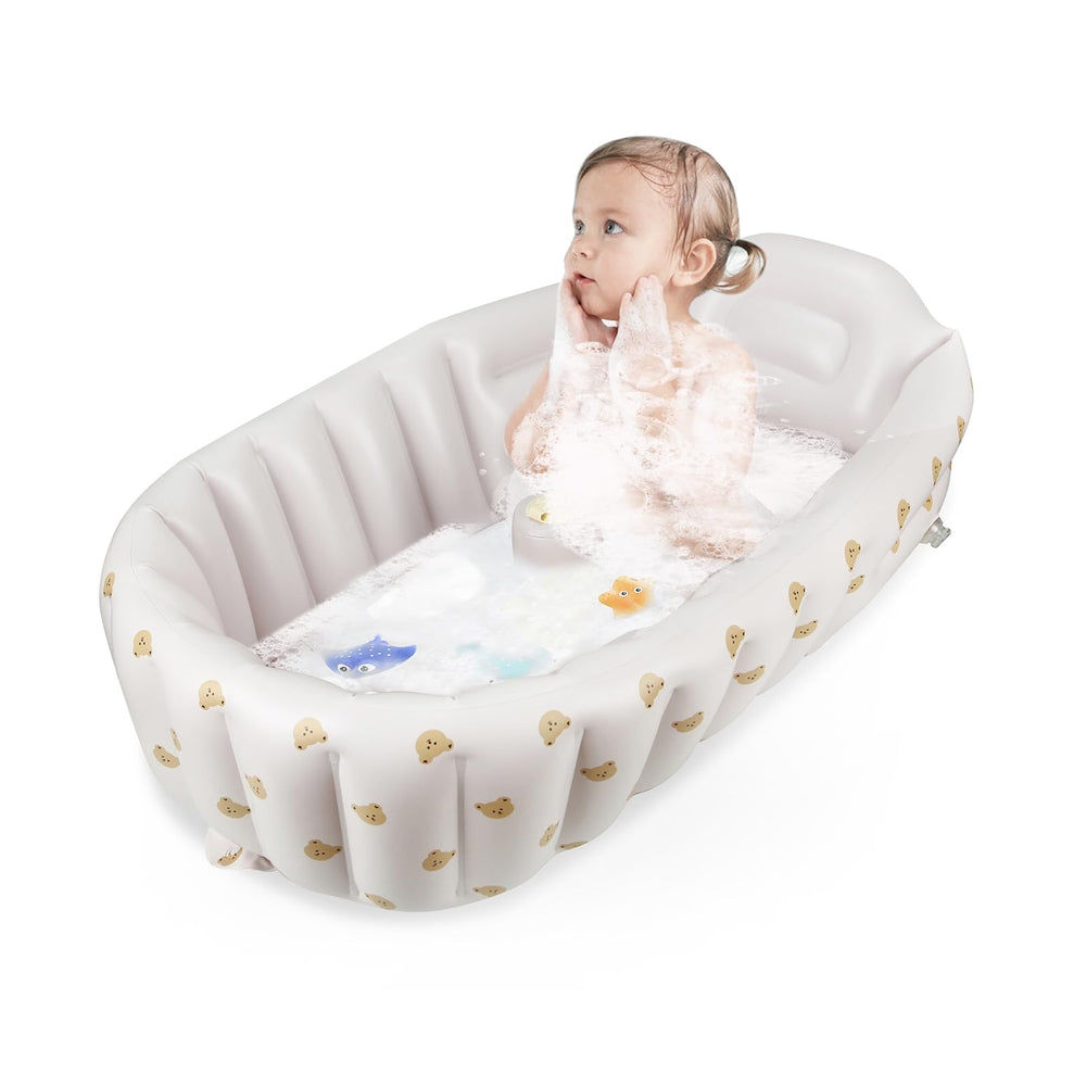 PandaEar side pocket holds bath essentials within reach during bath time.