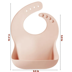 PandaEar baby bib deep pocket traps liquids and crumbs for easier cleanup.