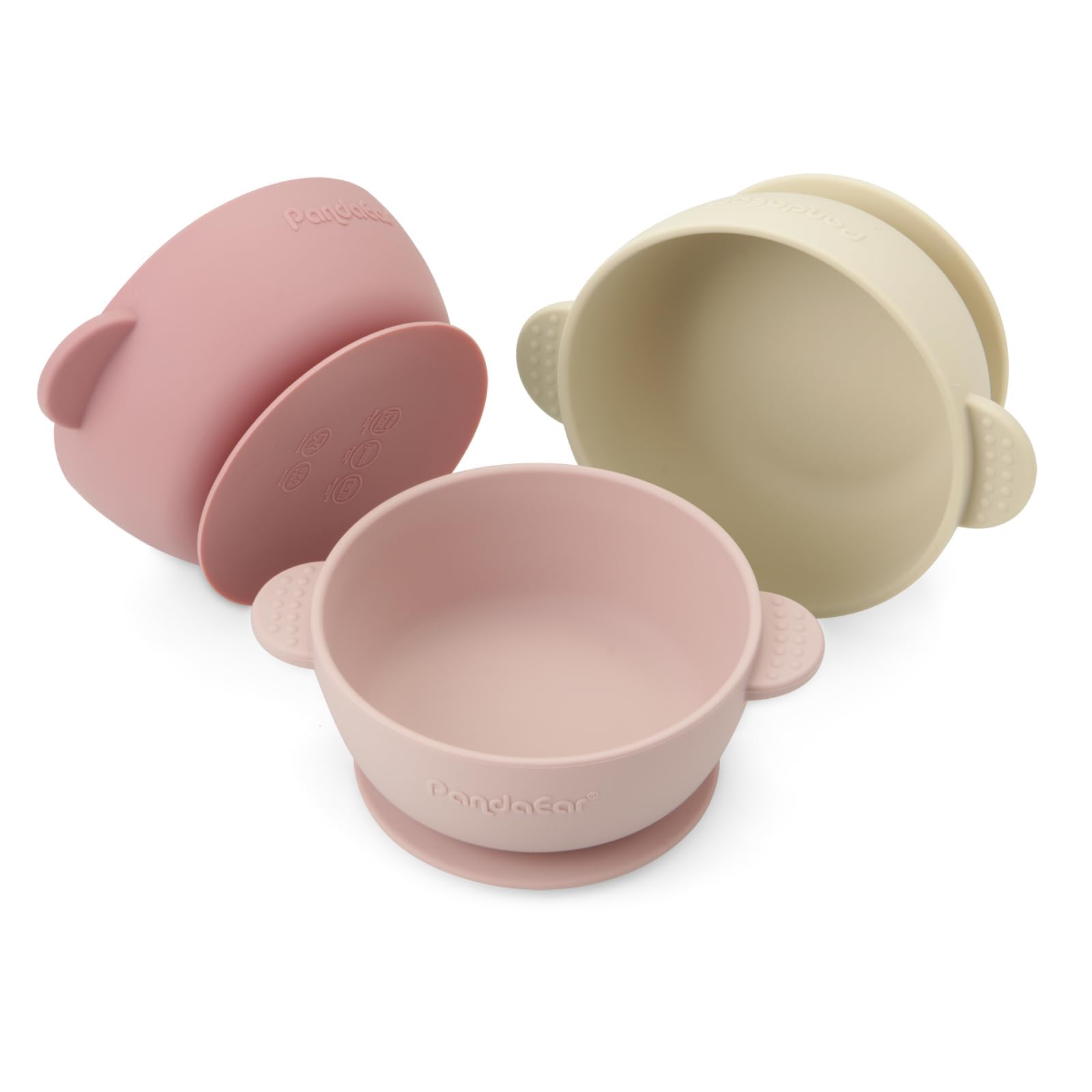 PandaEar baby bowls with suction pink set stay put for mess-free meals