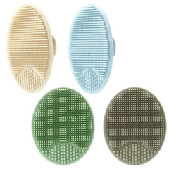 PandaEar baby cradle-cap brush blue front view for gentle exfoliation during bath time