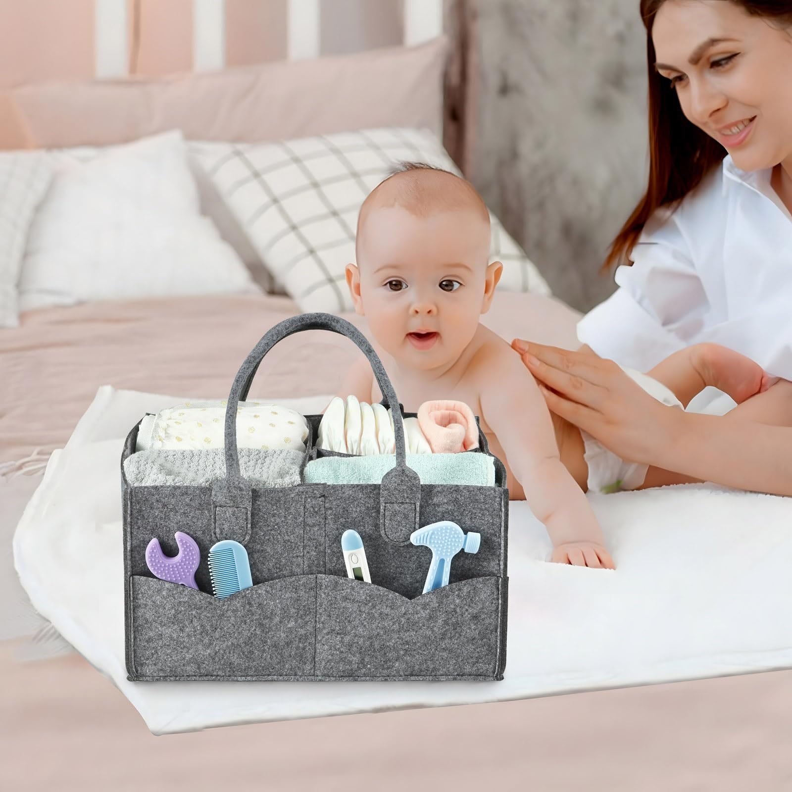 PandaEar diaper caddy folded for compact travel and easy storage