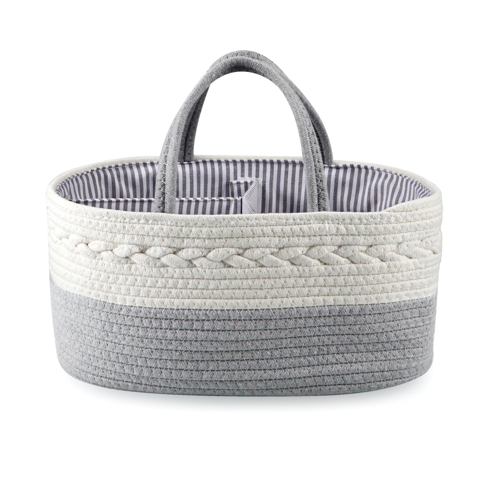 PandaEar baby diaper caddy showcases nursery organization with sturdy cotton rope.