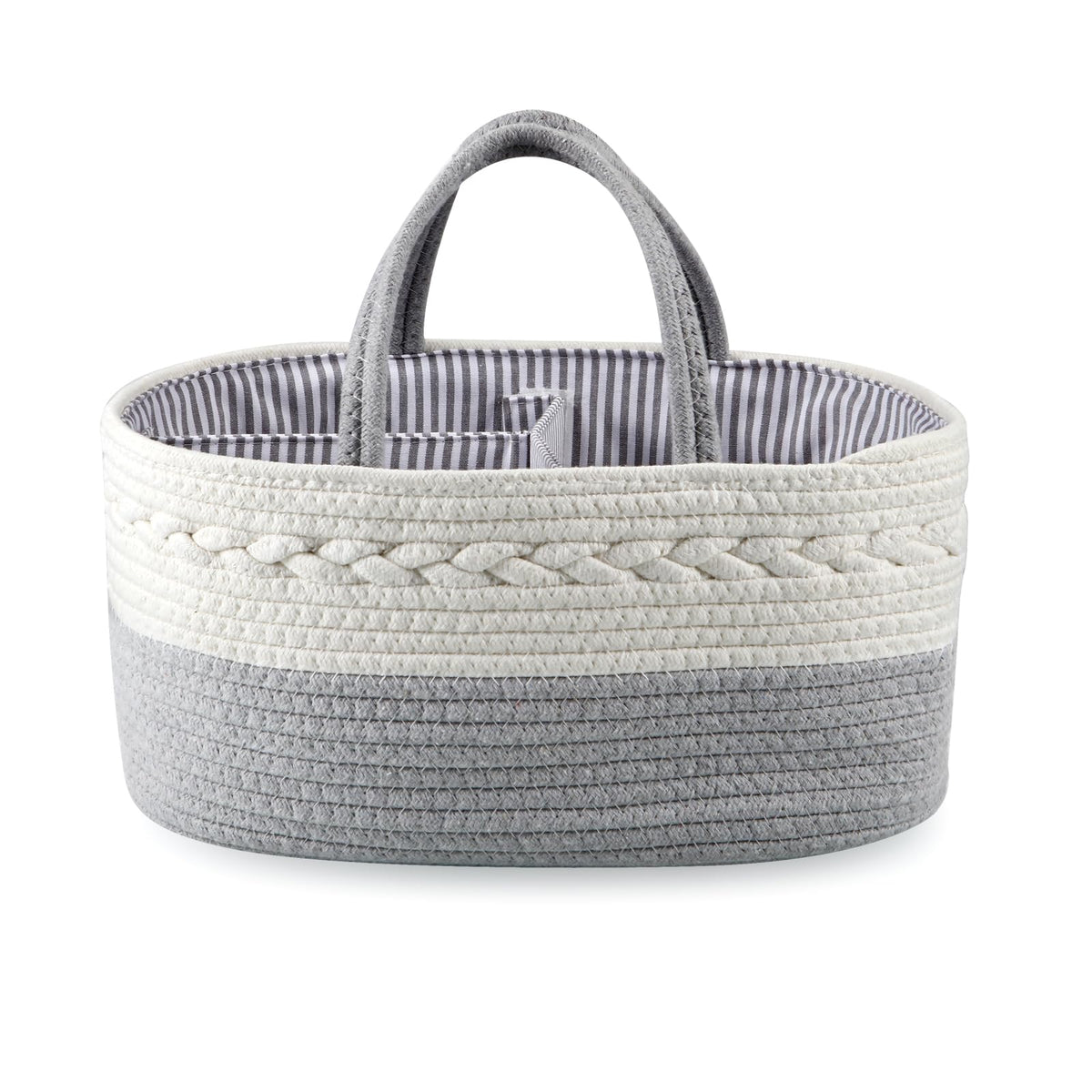 PandaEar baby diaper caddy showcases nursery organization with sturdy cotton rope.