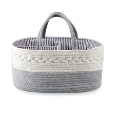 PandaEar baby diaper caddy showcases nursery organization with sturdy cotton rope.