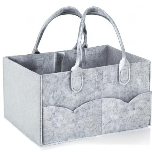 PandaEar diaper caddy organizer gray in nursery demonstrates versatile storage.
