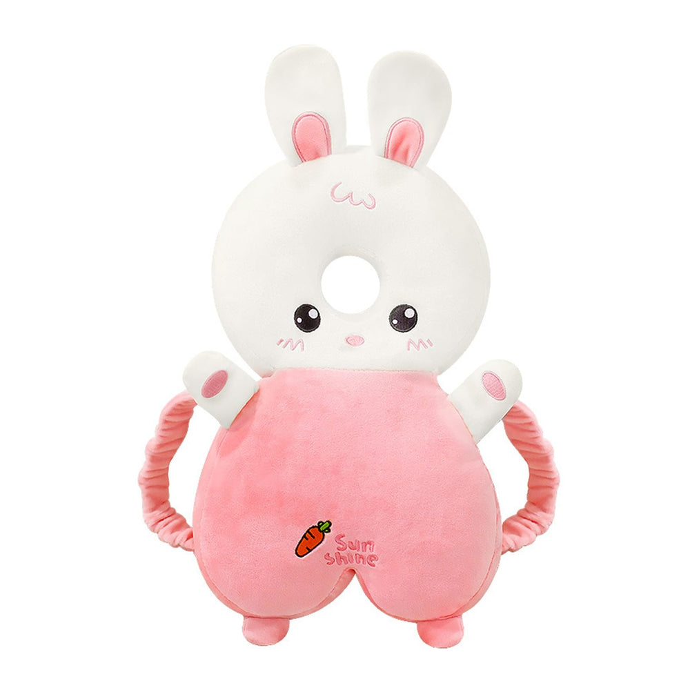 PandaEar Baby Head Protector Backpack Pink Rabbit front shows safe, portable protection during play.