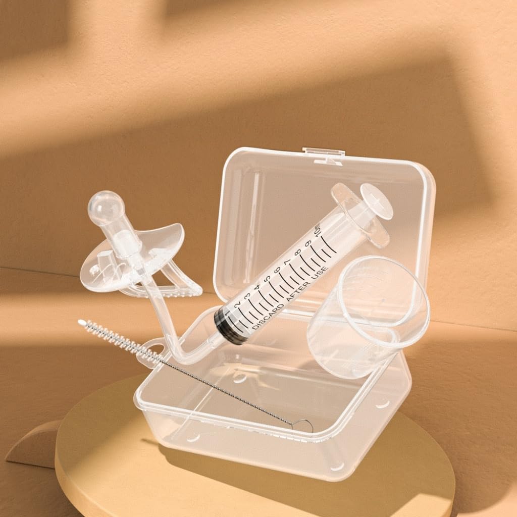 PandaEar baby medicine dispenser kit packaging showing all four tools for easy dosing.