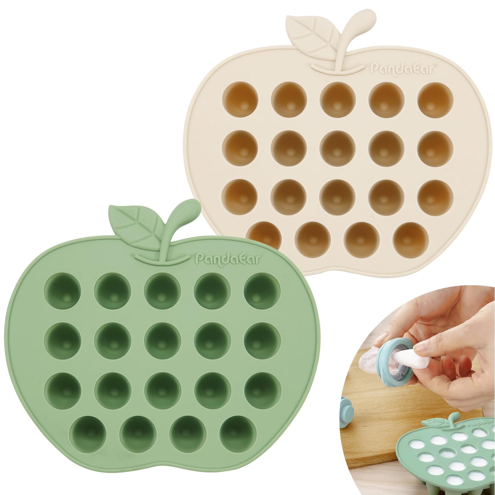 PandaEar baby popsicle molds with 19 compartments for easy, portion-controlled breastmilk or puree servings.