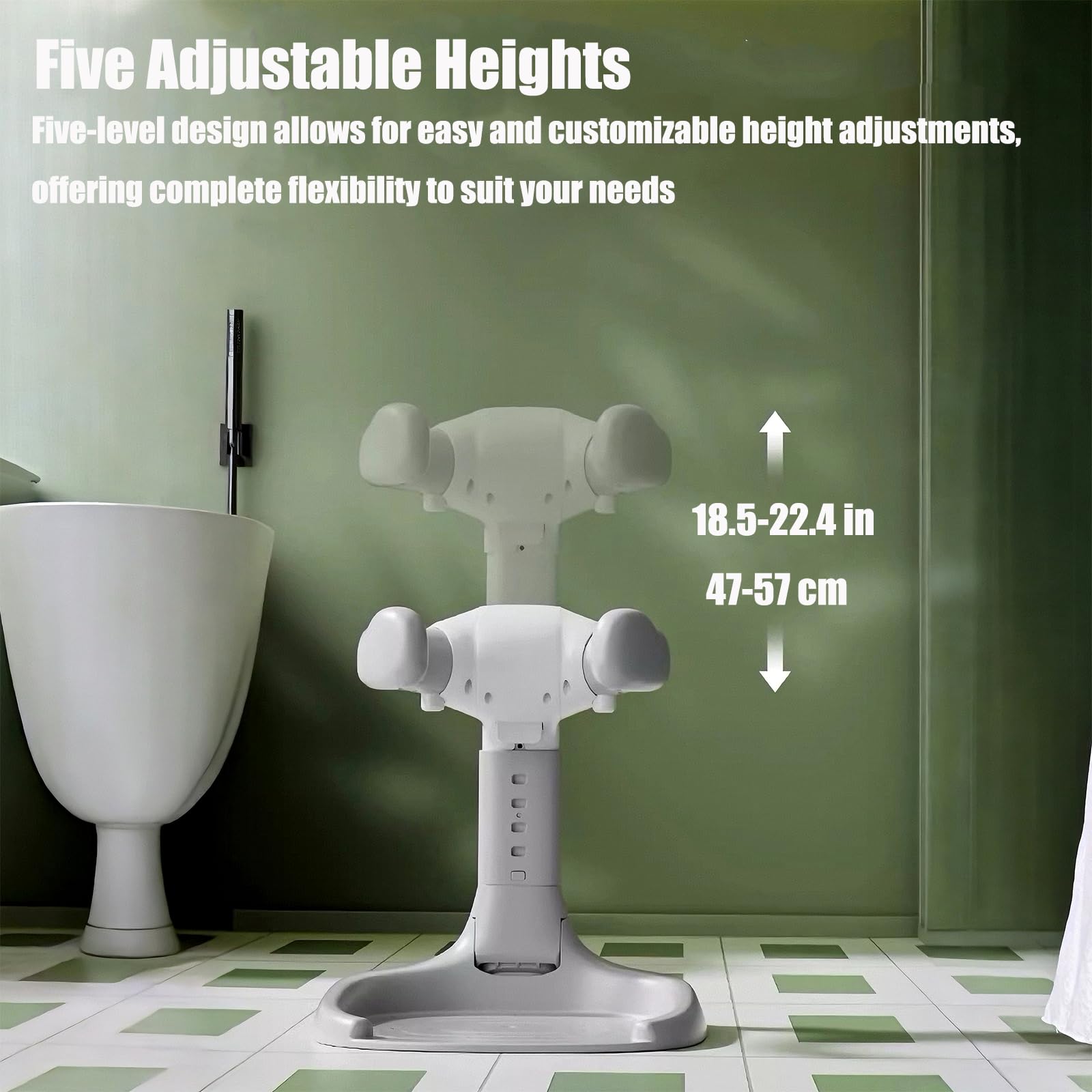 PandaEar baby shower stand ergonomic handrails offer secure, comfortable baths.