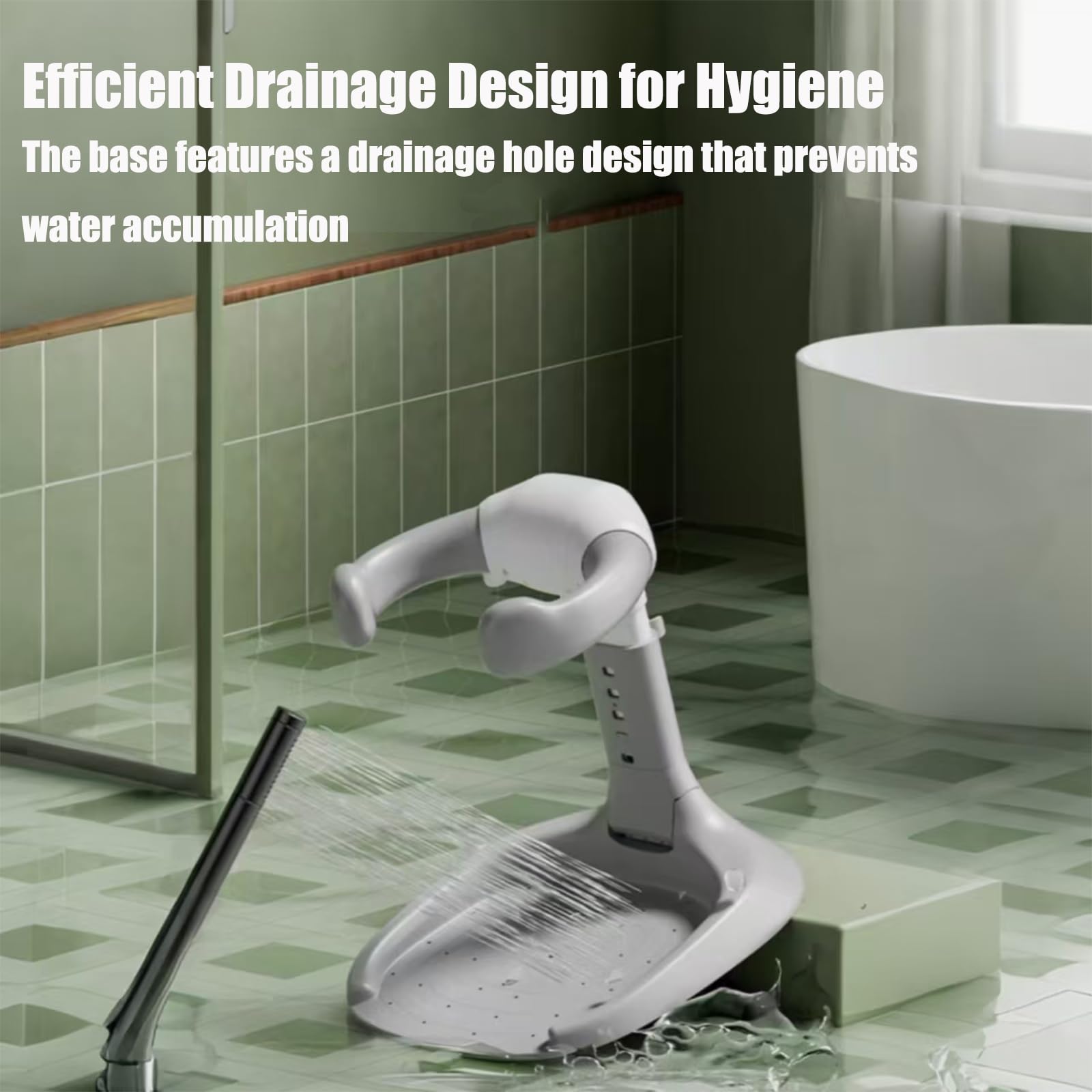 PandaEar baby shower stand gray color complements any bath area while staying versatile.