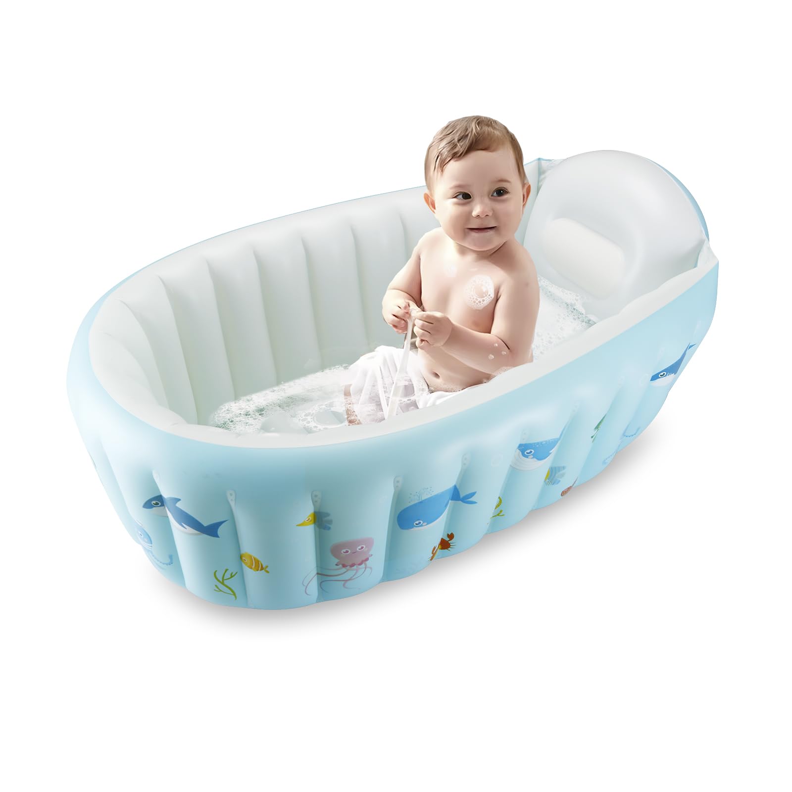 PandaEar tub with side pocket and drain plug for easy cleanup.